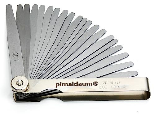 PIMALDAUM Spessimetro in Acciaio al Manganese – 13/17 / 20/28 / 32 lamelle – Calibro di precisione per regolazioni meccaniche – 1 pezzo (20 Antenne)