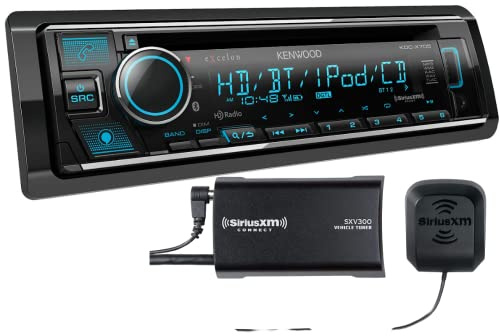 KENWOOD KDC-X705 CD Receiver with Bluetooth, HD Radio, Alexa Built-in Spotify and Pandora Link for iPhone or Android Phones, SiriusXM Read, (3) 5Volt Pre-Outs | Plus SXV300V1 SiriusXM Tuner