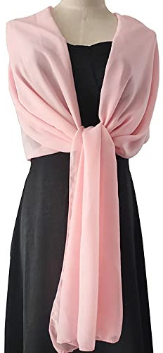 Duories Mehrfarbig Polyester Einfarbiger Chiffon Männerschal oder Damenschal, Braut Brautjungfer Hochzeitskleid Seidentuch, Stola für Abendkleid Hochzeit, Bankett, die Party, Festival,Hell-Pink