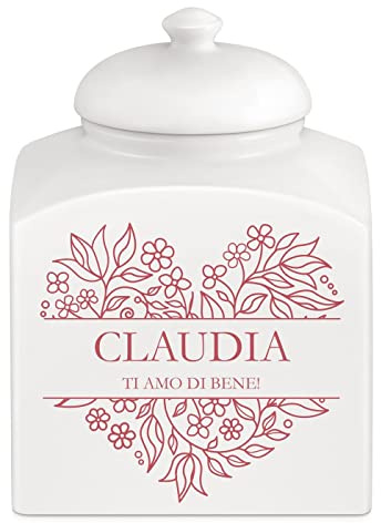 Maverton Biscottiera in ceramica, stampa personalizzata | Barattolo da cucina 3 L, protezione ermetica del barattolo per dolci, pensiero speciale per la donna, floreale