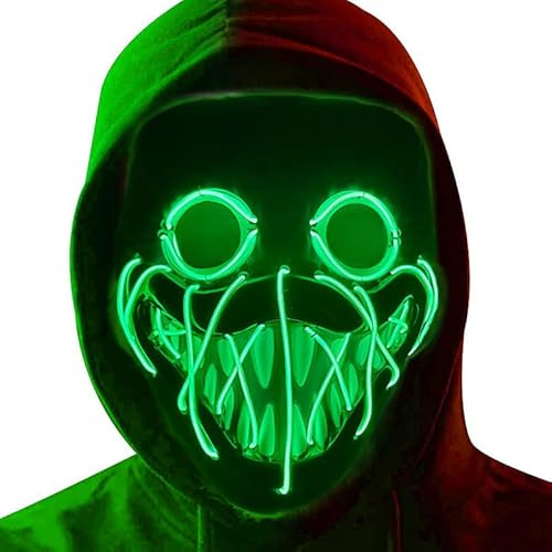 Funjoyz Huggy Halloween Maske Wuggy,LED Horror Maske,Universal-Halloween-Maske,Geeignet FüR Halloween,Karneval, Maskerade,Weihnachten,Cosplay,Party
