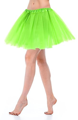 Yolev Women's Tulle Skirt Teen Adult Classic Elastic 3 Layered Tulle Tutu Skirt for Dress-up Parties Dancing for Women (Fruit Green)