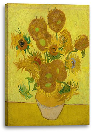 Printed Paintings Leinwandbild (20x30cm) Vincent van Gogh: Sonnenblumen (1889), Leinwand auf Keilrahmen gespannt und fertig zum Aufhängen, hochwertiger Kunstdruck aus deutscher Produktion