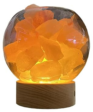 Lampada di sale con variatore, Lampada di sale marino in cristallo naturale Luce notturna e illuminazione d'atmosfera, Lampada di sale dell'Himalaya USB, Lampada di salgemma for decorazioni Meditazion