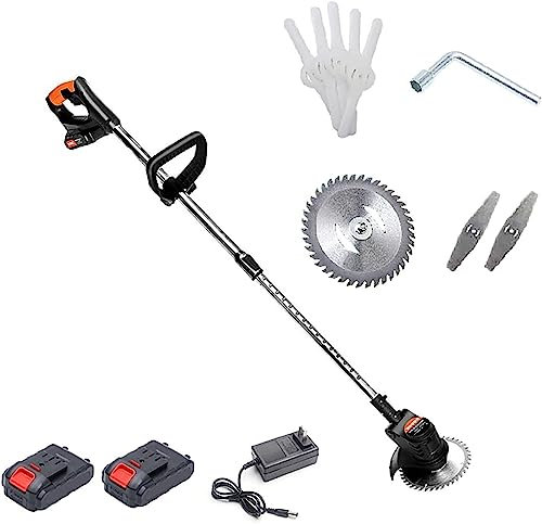 Désherbeur électrique, coupe-herbe sans fil léger 24 V alimenté par batterie avec chargeur 3 lames tondeuse à gazon domestique polyvalente