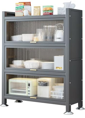 JCSRYD Meuble Rangement Étagères de Rangement de Cuisine, Colonne Four et Micro Onde, Rangement Multifonctionnel pour Épices, Casseroles et Poêles de Four à Micro-Ondes (Color : Gray 4 Layers, Size