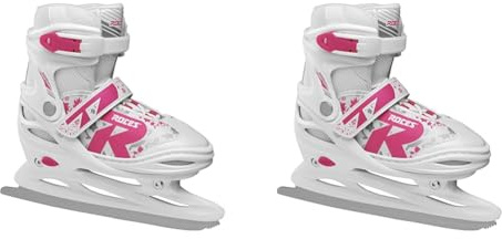 Roces Kinder Jokey Ice 2.0 Verstellbarer Schlittschuh, White/Fuchsia, 34-37 & Kinder Jokey Ice 2.0 Girl Verstellbarer Schlittschuh, White-Fuchsia, 30-33 EU