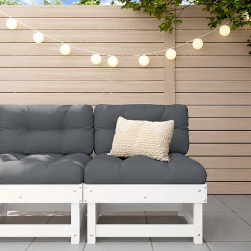 Rantry Mittelsofa mit Kissen Weiß Massivholz Kiefer Sofa Gartensofa Modular Sofa Lounge Loungesofa Möbel Einzelsofa Gartenmöbel Gartensessel Garten Lounge Terrasse