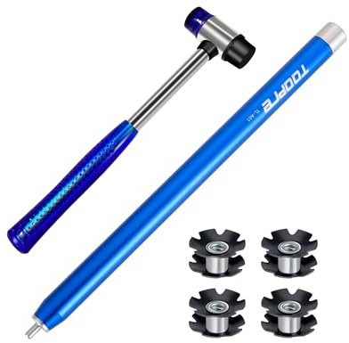 Mimoke Set di attrezzi professionali per bicicletta con martello e 4 dadi a stella, alluminio fresato CNC e acciaio inox