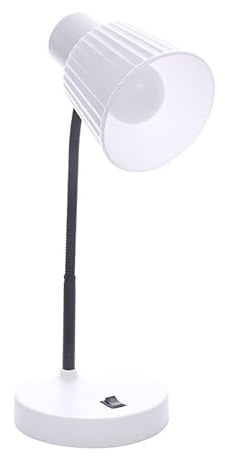 BEL AIR HOME Lámpara de escritorio Dallas Blanco, metal, altura 40cm, base 15cm, interruptor ON/OFF, casquillo E27, para oficina, mesita de noche, diseño moderno