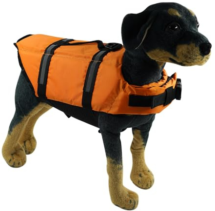 Pet Dog Life Vest Ideal for Swimming and Keep Your Puppy Safe in the Water Medium and Large (Orange, M)