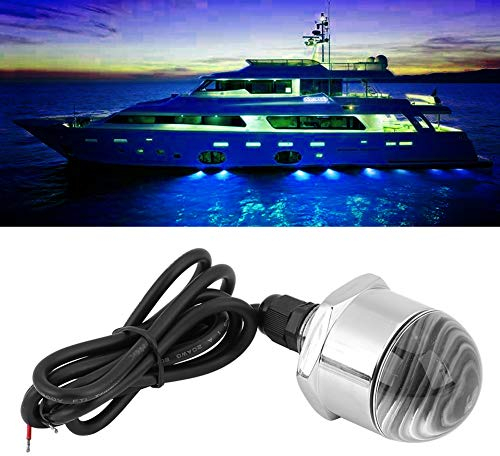 Aramox Marine-Yacht-Boot, 12 V, 304 Edelstahl, Blaue LED-Unterwasserleuchte und Ablassstopfen für Bootsbegeisterte