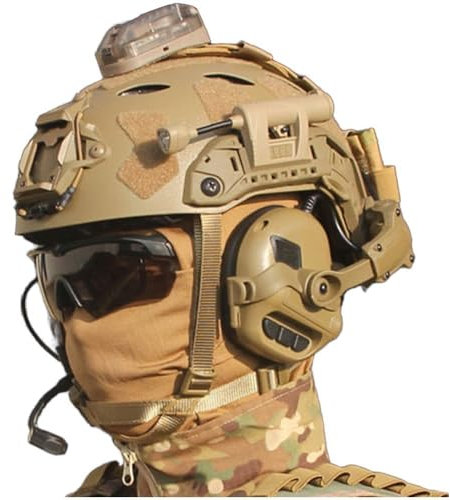 Fotrsta Airsoft Helmet Sets, PJ-Type FAST Tactical Helmet With Visor, Tactical Headset,Paintball Goggles Protective Gear For Outdoor Airsoft Cosplay