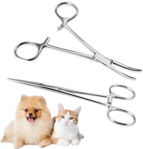 2 st djurhårtång 12,5 cm rak/böjd spets, hemostatisk pincett, piercingtång, katttrimningsverktyg