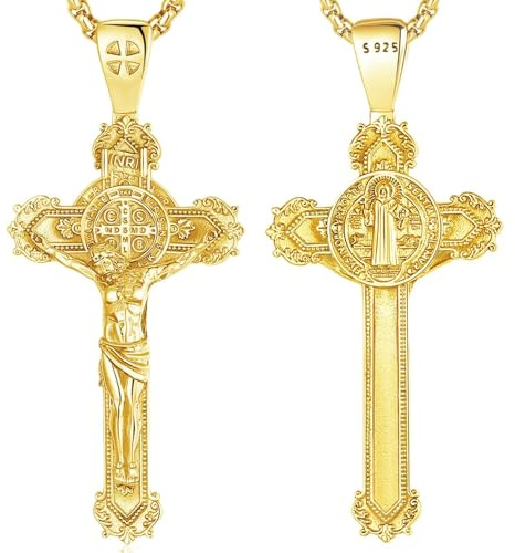 CELESTIA Kreuz Kette Herren Damen Silber 925 Jesus Heiliger Christophorus Anhänger Orthodox Kreuz Kruzifix Kette Männer Halskette Christen Christliche Geschenke