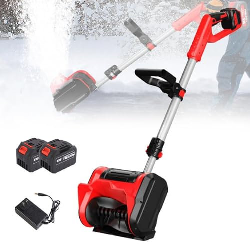Cashwise Pelle à Neige électrique sans Fil, souffleuse à Neige Pliable alimentée par Batterie et poignée Avant réglable, Pelle à Neige électrique légère pour terrasse d'allée,2Battery