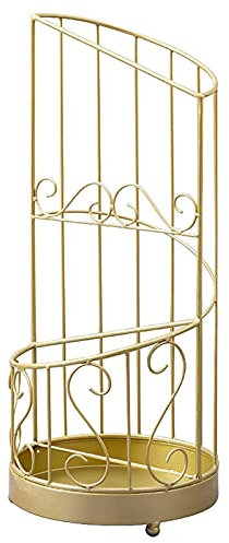 JHHNCVBC Space Saving Organizer Gold 2 Tiers Umbrella Stand for Porch/Entrance/Hallway/Corner/Foyer/Door, Cylindrical Hollowed Out Umbrella Organizer, 25cm x 60cm