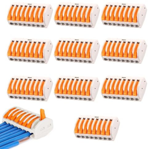 10 Pezzi Morsetti Elettrici Rapidi, Connettori Elettrici Rapidi, Morsettiera Elettrica, Connettore Elettrico Morsetti Con Leva Di Comando 250 V 32 A Set Di 8 Conduttori A Combinazione Libera