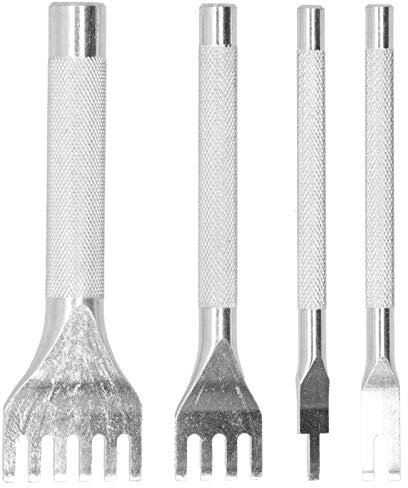 Punzón de costura de cuero, 4 piezas, herramienta perforadora de cuero, juego de cinceles de costura, punzón de costura de cordones, kits de artesanía de cuero para trabajo hecho