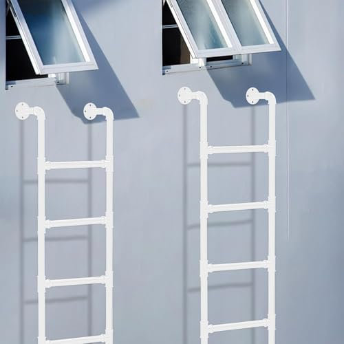 An der Wand montierte Kellerausstiegsleiter - 100 cm – 300 cm Lange Fensterschachtleiter aus Metalleisenrohr, robuste Mehrzweck-Dachboden-Trittleiter für die Sicherheit im Notfall zu Hause (