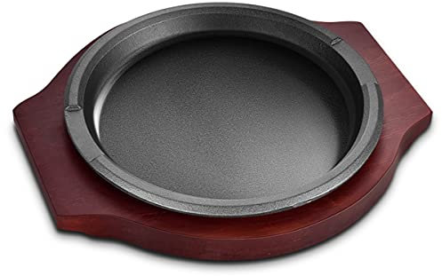 XWBLDBDFC Assiette de service pour steak en fonte, plat épais en teppanyaki, plat de barbecue coréen, plat de viande frit, plat de barbecue en fonte, plat de viande occidentale - 28 cm