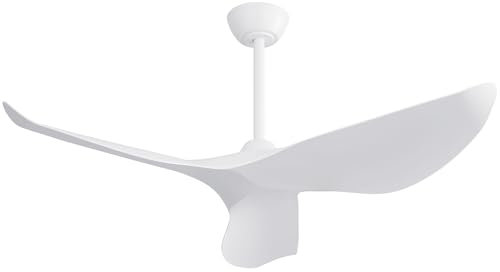 ComfortXL Ventilateur de plafond 96 cm sans lumière, moteur DC réversible, 6 vitesses avec télécommande, pour intérieur et extérieur, blanc mat