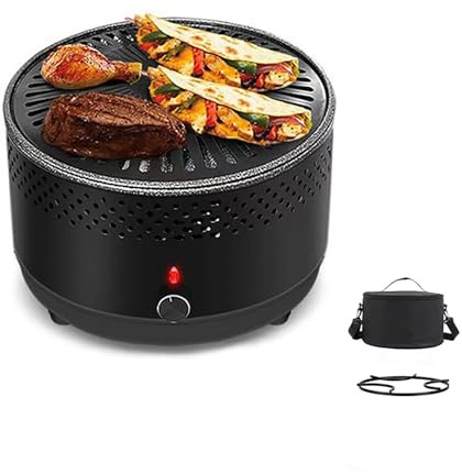 Parrilla portátil de carbón para barbacoa, pequeña mesa al aire última intervensión, ventilador eléctrico integrado con bolsa de viaje, fácil de limpiar para patio trasero, camping, uso comercial