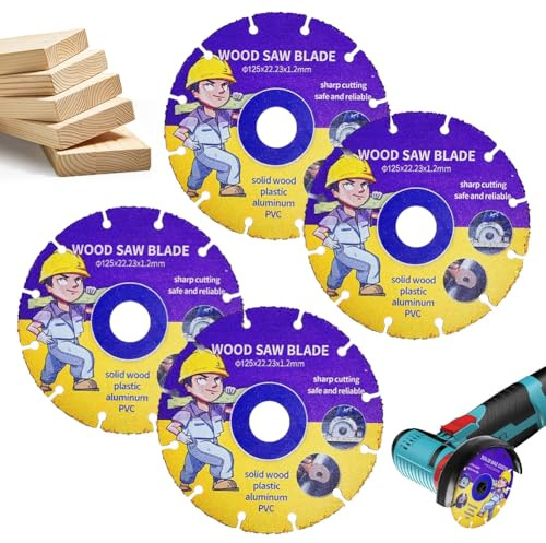 4Pcs Trennscheiben 125 mm Winkelschleifer Professional, Hartmetall Sägeblatt für Winkelschleifer Holz, Holz, Sperrholz, Gummi, Kunststoffe, für Holzbearbeitung (125mm, 4)