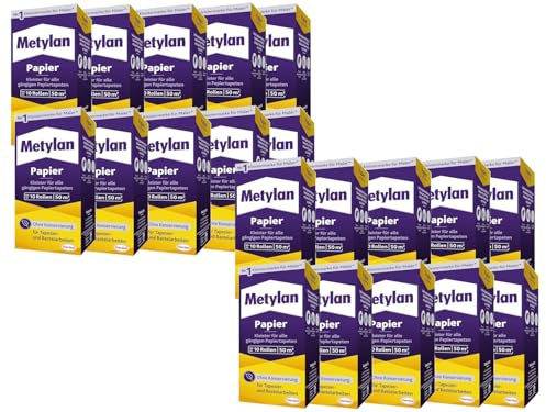 Metylan Papier Pulver, Faltschachtel, 20x 125g | Papierkleber Pulver für Tapeten, sorgt für starke Haftung und einfache Verarbeitung