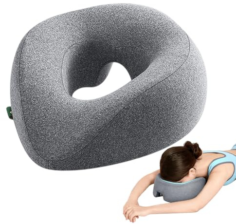 Zinueen Massagekissen Kopfloch,Massage-Gesichtswiegenkissen,Massage Kopfstütze für Bett,Ergonomisches Gesichtskissen mit abnehmbarem Bezug,Kopfstütze für Massagetisch für Spa Salon Massagebett(Grau)