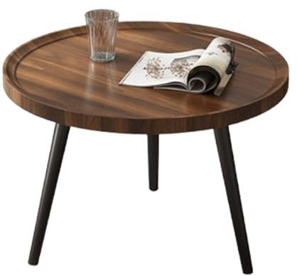 Ensemble de table basse moderne ronde en bois de noyer massif 3 tailles (39,9 cm/50 cm/59,9 cm) et 2 options ovales (80 cm/120 cm). Meuble de salon élégant finition placage durable