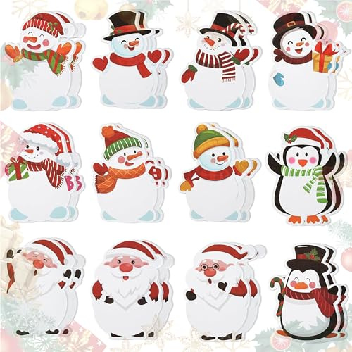 Esshogo 24 Pack Haftnotizen Weihnachten, Weihnachtliche Notizblock, 11×8 cm Haftnotizzettel Weihnachts-Serien Klebezettel Muster, Für Weihnachtsmann Pinguin Schneemann Kennzeichnung Von Bürodokument