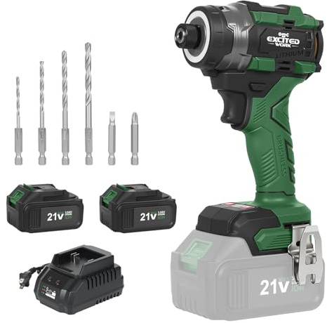 21V Brushless Impact Screwdriver, LAZYLAND 230Nm Electric Cordless Driver Set with Dual 3.0Ah Batteries, Screwdriver Bits and Built-in Led Light for Home