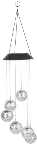 Bola solar marroquí | Carillón de viento de orbe de metal solar móvil, carillones de viento de metal, carillones de luz al aire libre para exteriores, luces móviles al aire libre para jardín, blanco