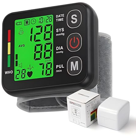 Automatic Blood Pressure Monitor Wrist Dual User Voice 2x99 Memory | Fast Readings, Usb or Battery Power, Voice Guidance, Tri Colour Screen, 2 User Records, Travel Case, Easy Health Tracking