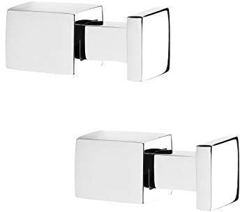 Tiger Square Haken, Handtuchhaken aus Metall, Farbe: Chrom, 2 Stück, Wandhaken zum Schrauben