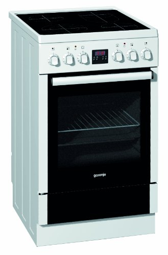 Gorenje EC 57320 AW Cuisinière électrique avec écran verre de cuisson en céramique/A/59 L/Blanc/avec minuterie/Cocotte Zone/Aqua Weiß
