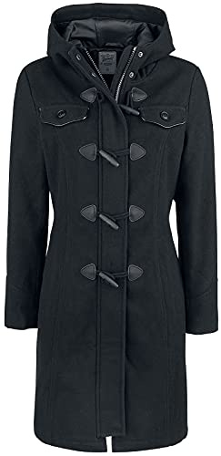 Brandit Long Dufflecoat Mujer Abrigo de Lana Negro M