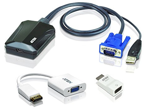 Laptop USB KVM Console Crash Cart Adapter ATEN CV211CP, 1920 x 1200 @60Hz, bi-directional, instant BIOS-level access, plug-and-play for datacenters, servers, computers, kiosks, ATM, UK, 1 KVM Leader