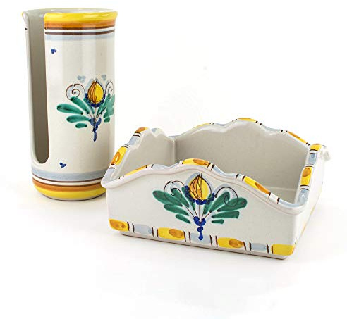 Servilleteros/Panera de cerámica de Caltagirone + portavasos
