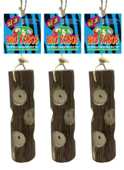 BIRD KABOB Ole Jr. - 3 Pack - an All-Natural, Holistic, Veterinarian Recommended, Earth Friendly, shreddable Cylinder-Shaped Hanging Bird Toy Made of Yucca