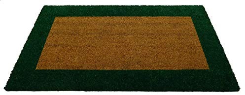 Casatessile Zerbino rettangolare in cocco ECOCO BORDO per Ingresso Interno ed Esterno, Antiscivolo - VERDE, 50x100 cm.