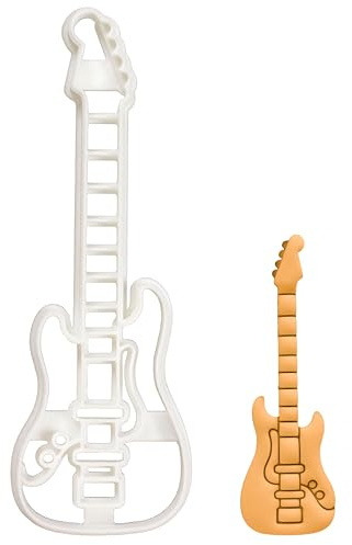 BAKERLOGY Bass Guitar Cookie Cutter - Detailed Biscuit Cutter Design for Baking and Crafts, Ideal on Fondant, Dough, Clay