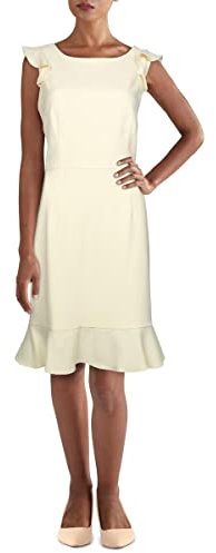 NINE WEST Women's Cap Sleeve Ruffle Dress