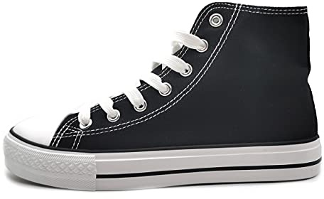 P&L ITALY COLLECTION Zapatillas Altas de Lona Mujer Botin Blancas Negras Basket Autoclave