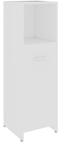 vidaXL Badezimmerschrank mit 3 Fächern 1 Tür Midischrank Badschrank Badregal Badmöbel Schrank Badezimmer Regal Weiß 30x30x95cm Holzwerkstoff