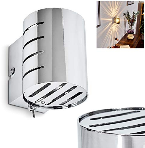 Wandleuchte Ponte, moderne Wandlampe aus Metall in Chrom, Innenleuchte mit Up & Down Lichteffekt, An-/Ausschalter am Gehäuse, 1-flammig, 1 x G9,ohne Leuchtmittel