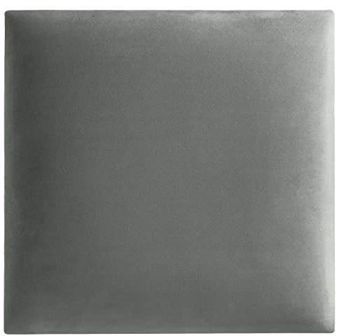 softwalls Wandkissen Samt Hellgrau 30x30 cm - Gepolstertes Wandpanel 50mm, Oeko-TEX Stoff, Bett Kopfteil & Schallabsorber, Klebemontage ohne Bohren