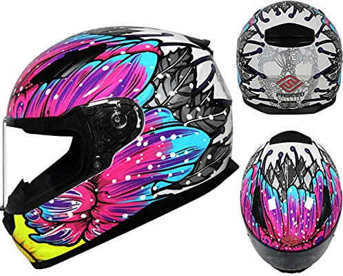Motorradhelm Klapphelme, Visier Motorradhelm Adult Damen Und Herren Integralhelm ECE Genehmigt Motorrad Roller Rennsturzhelm Motorrad HelmAbnehmbarer Inneneinlage,Rosa,L 57~58cm