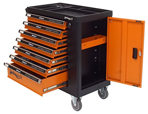 Holmwerk Werkstattwagen Profi leer orange Montagewagen Werkzeugwagen Assistent 7 Schubladen mit Vollauszug